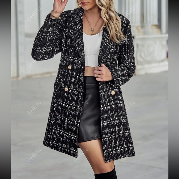 Plazacore plaid double breasted tweed overcoat jacket - Picture 6 of 6